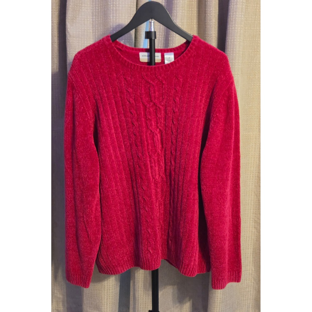 Alfred Dunner Ribbed Cable Knit Crewneck Sweater‎ Women's Size 2X Red